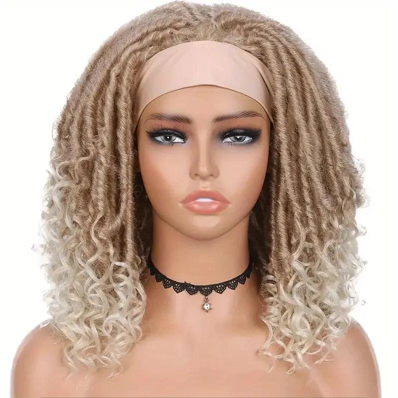 

Synthetic Locs, Short Dreadlock Wigs for Women, Ombre Brown Faux Locs Headband, Braided Wigs, Curly Hair, Crochet Hair