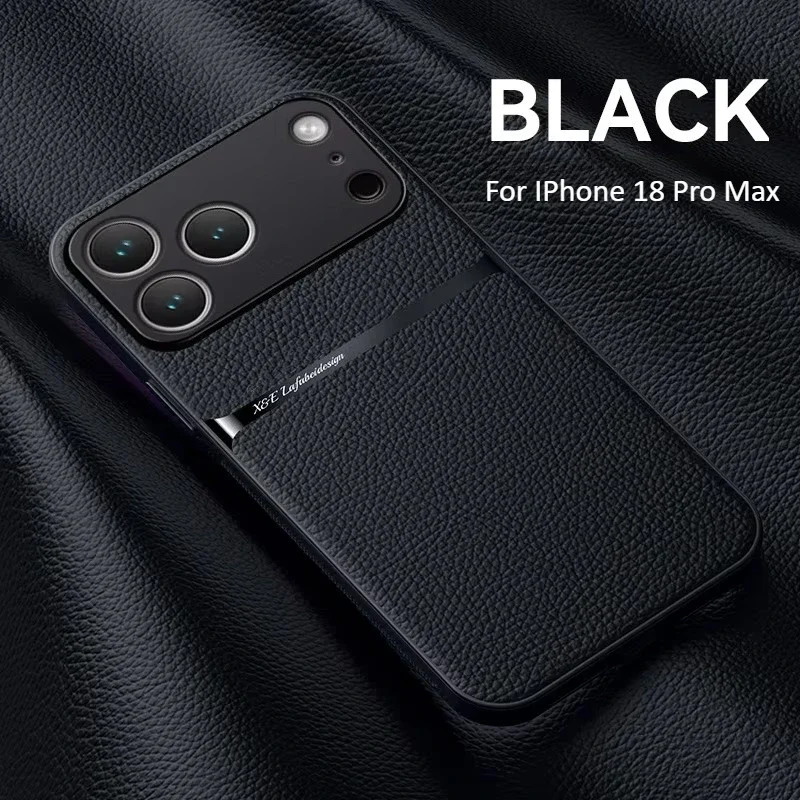 Business Lychee Pattern Phone Case For IPhone Air 18 17 16 15 14 13 Pro Max 16 17 E 16 15 14 PLus Shockproof Protect Back Cover