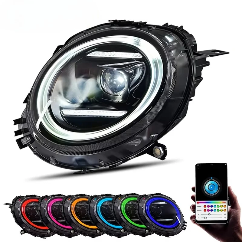 For MINI Cooper Clubman 2007 2013 R55 R56 R57 R58 R59 Headlights Upgrade LED Dynamic RGB Colorful DRL Head Light