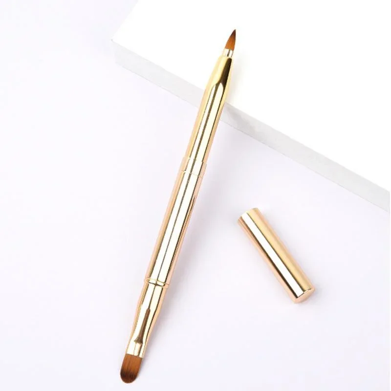 1 Pc Retractable Makeup Lip Brush Portable Double-head Lipstick Brush Dual Use Lip Eyeshadow Brush Beauty Tools