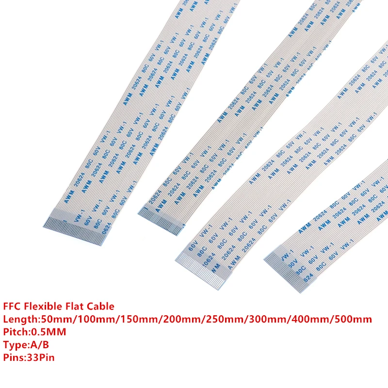

10Pcs Flat Flexible Cable FFC FPC LCD AWM 20624 80C 60V VW-1 0.5MM Pitch 33 Pin Forward/Reverse 33Pin