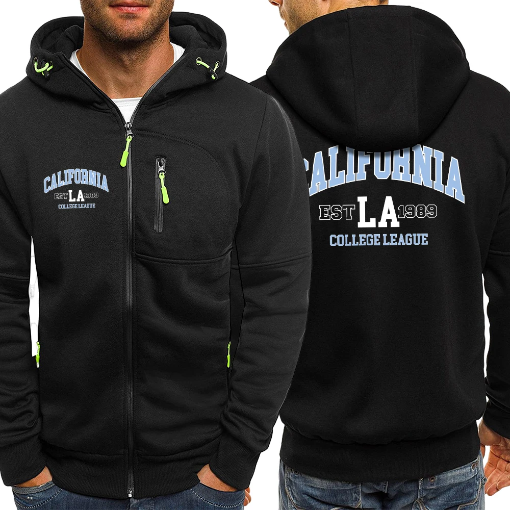 

California Est 1889 Print Zipper Jackets Man Fashion Long Sleeve Casual Soft Vintage Pullovers Unisex Fleece Warm Streetwear