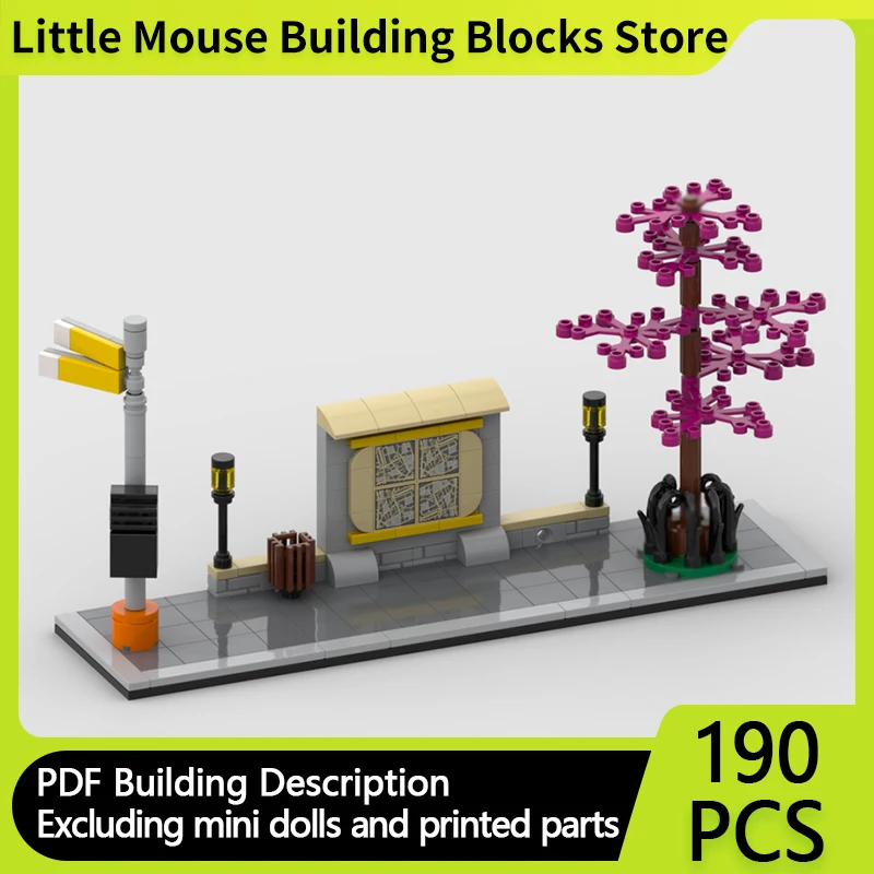 

City Street View Model MOC Building Bricks Corner Bus Stop Modular Technology Gifts Holiday Assemble Children Toys Suit