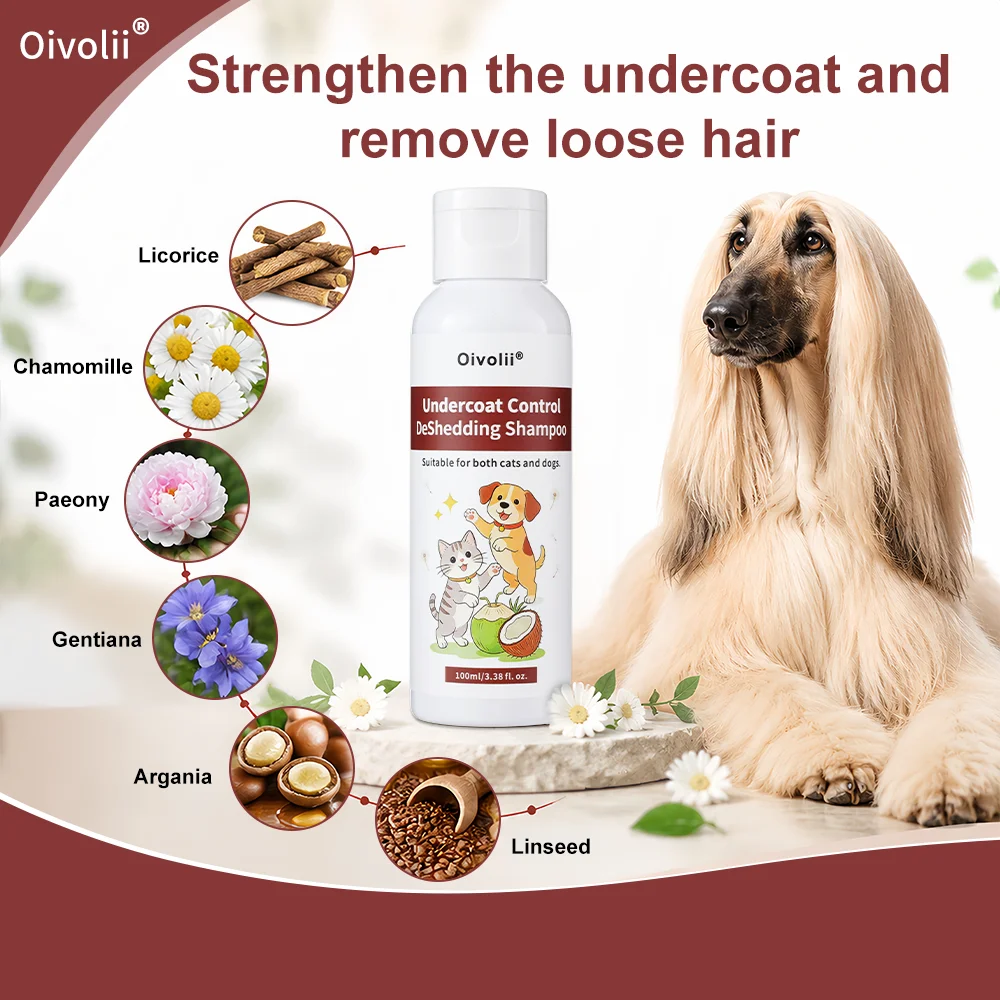 Deshedding Shampoo for Dogs Cats Undercoat Control Reduce Shedding Coconut Argan Oil Keratin Strengthens Coat Panthenol Hydrates view 3