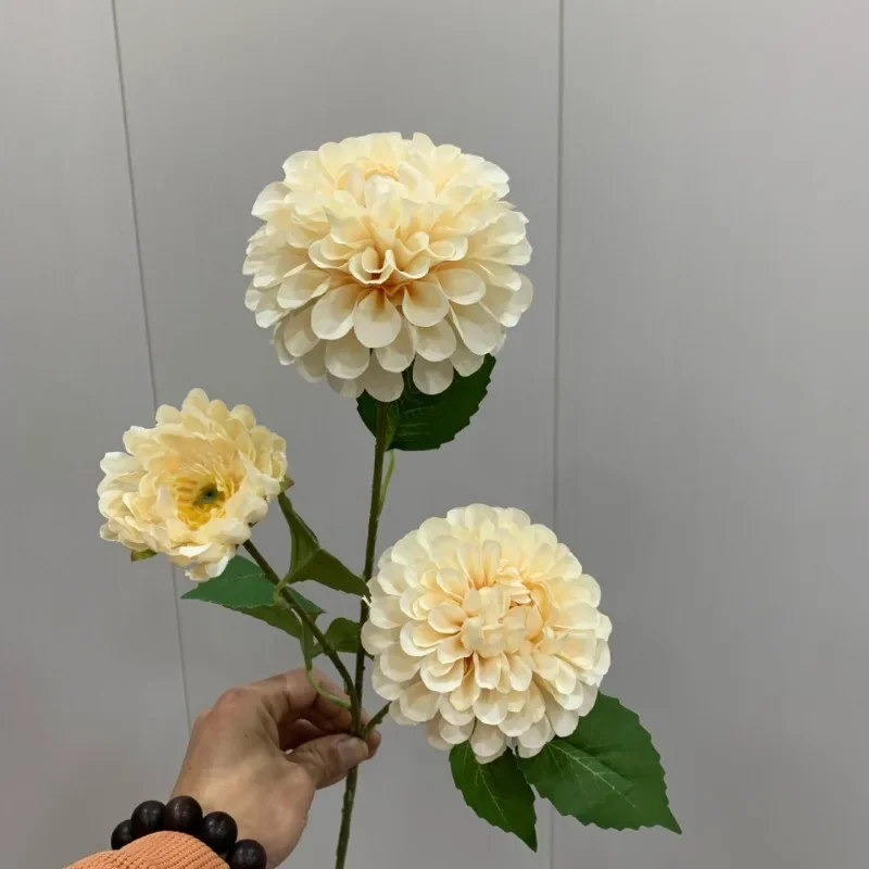 

New 3 Heads ydrangea silk artificial flower Ball Chrysanthemum for home wedding decoration fake floral Dining Table Bouquet