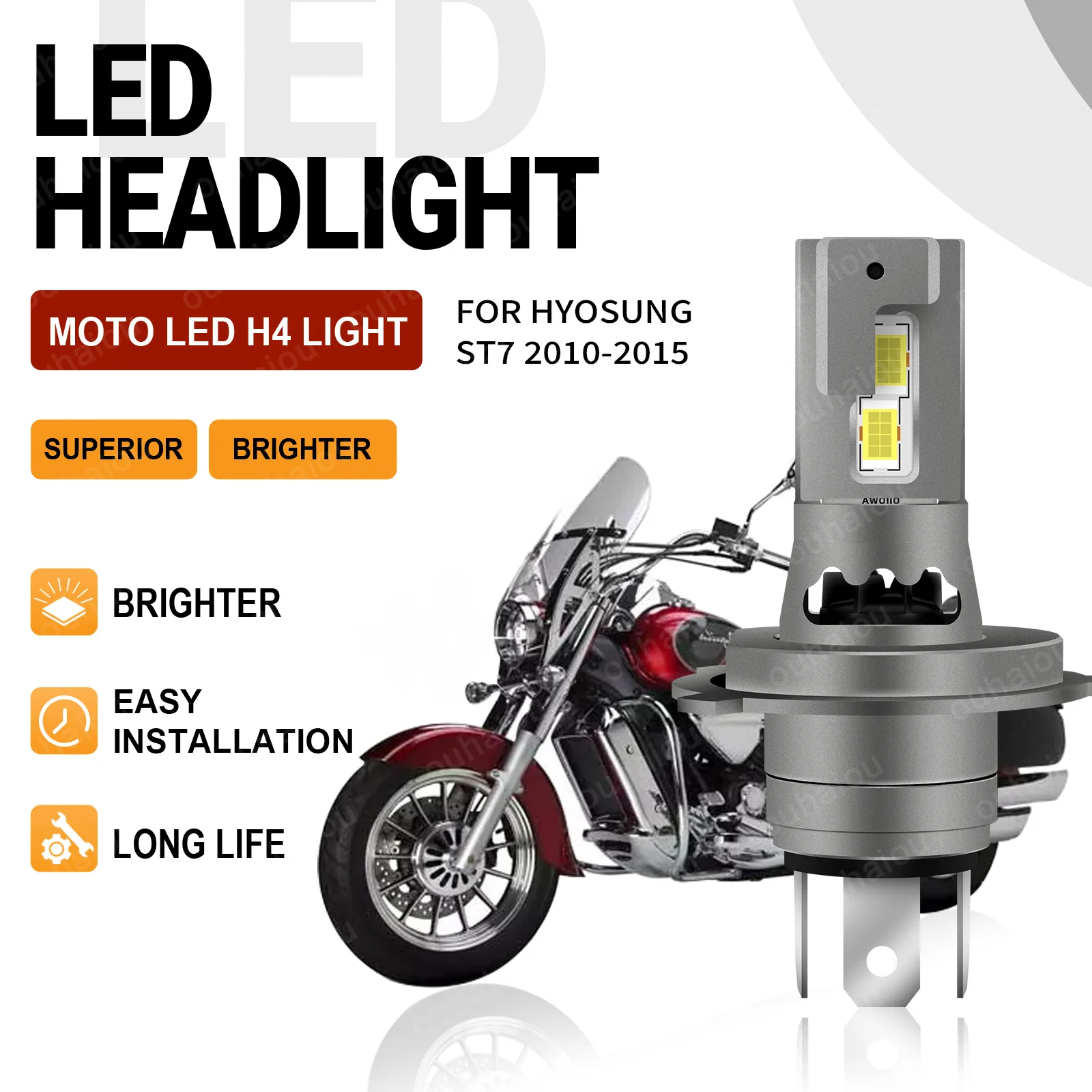 

For Hyosung ST7 2010 2011 2012 2013 2014 2015 15000LM LED H4 Motorbike Headlight CSP 3570 Motorcycle Headlamp Canbus