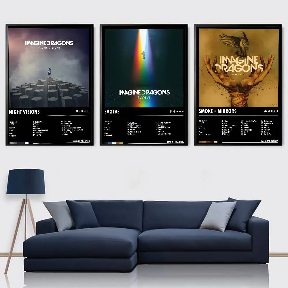 American Rock Band I-imagine Dragons Poster High Quality Dorm Living Room Aesthetic Wall Decoration Painting Stickers Gift