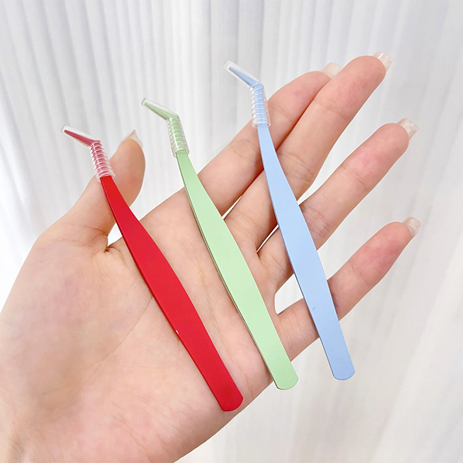 1Pc Stainless Steel Eyelash Extension Tweezers Curved Lashes Tweezer Non-magnetic Eyelashes Nail Makeup Tools Wholesale