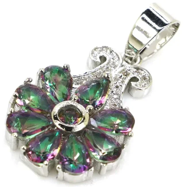 قلادة من الفضة الإسترليني عيار 925 ساحرة ذهبية سيترين زبرجد أخضر باطني توباز بنفسجي توباز