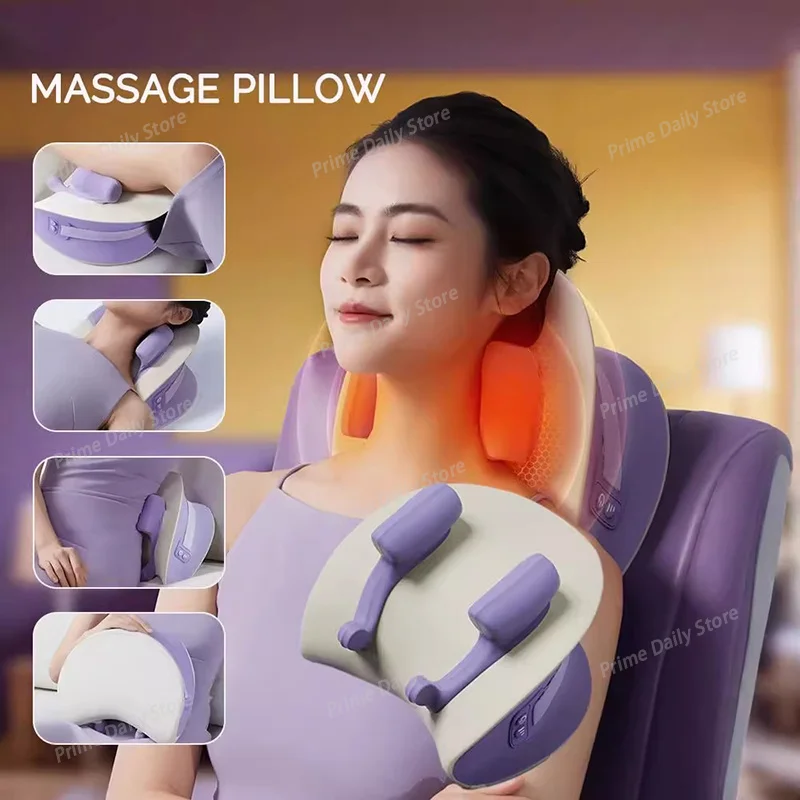 New Rechargeable 6D Ergonomic Neck‑Shoulder Massage Pillow, Kneading Accessory for Multi‑Muscle Relief