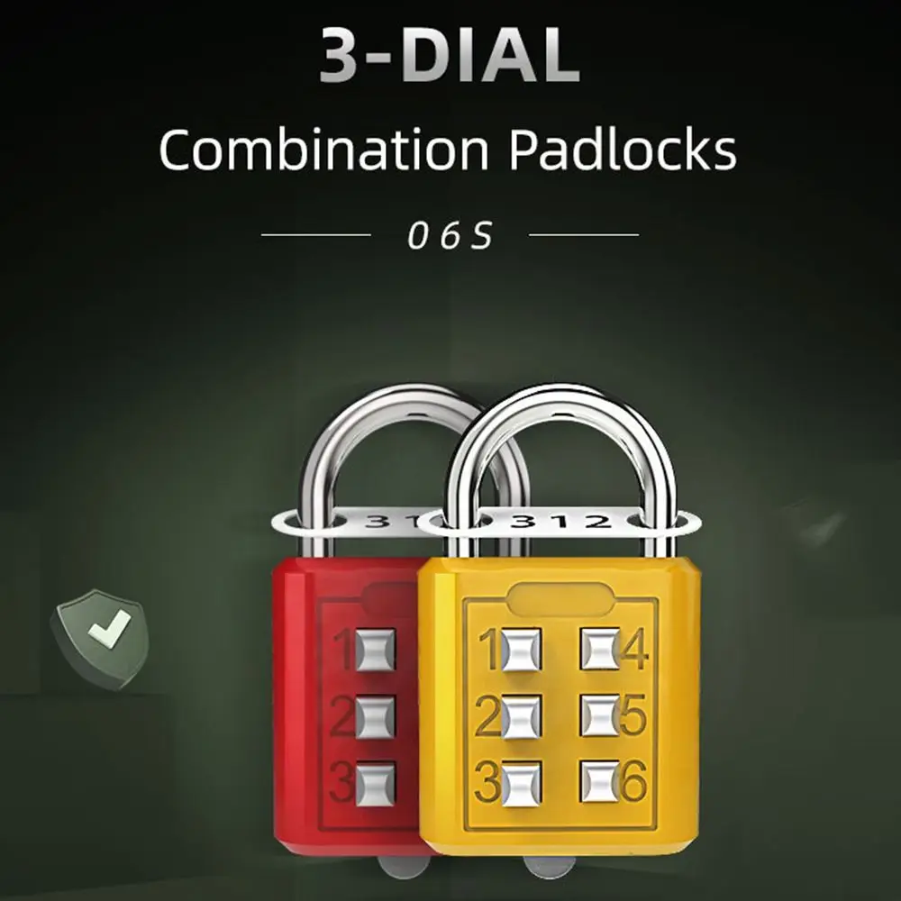 Anti-theft Combination Lock Security Dormitory Cabinet  Lock Backpack Zipper Lock Luggage Padlock 6 Digit Button Password Lock