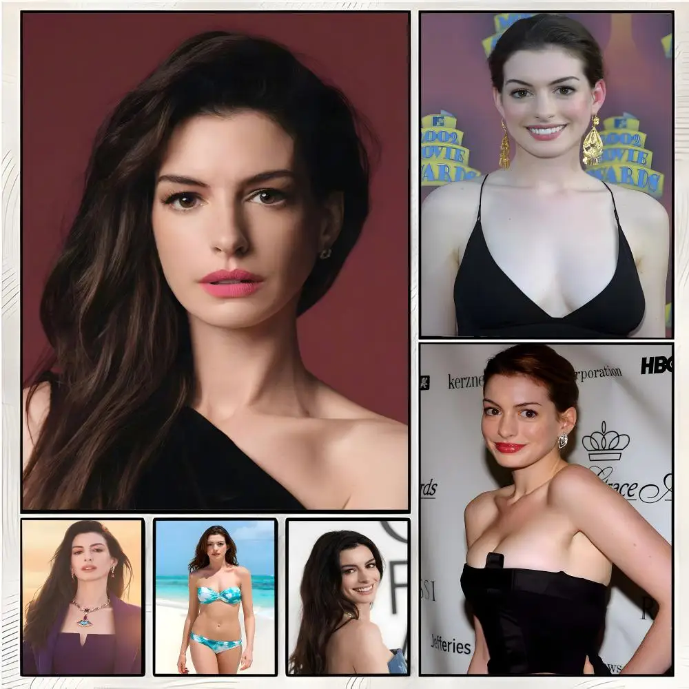 Anne Hathaway Individual Actress Painting Calligraphy Wall Art Mural Living Room Canvas Decor Gifts