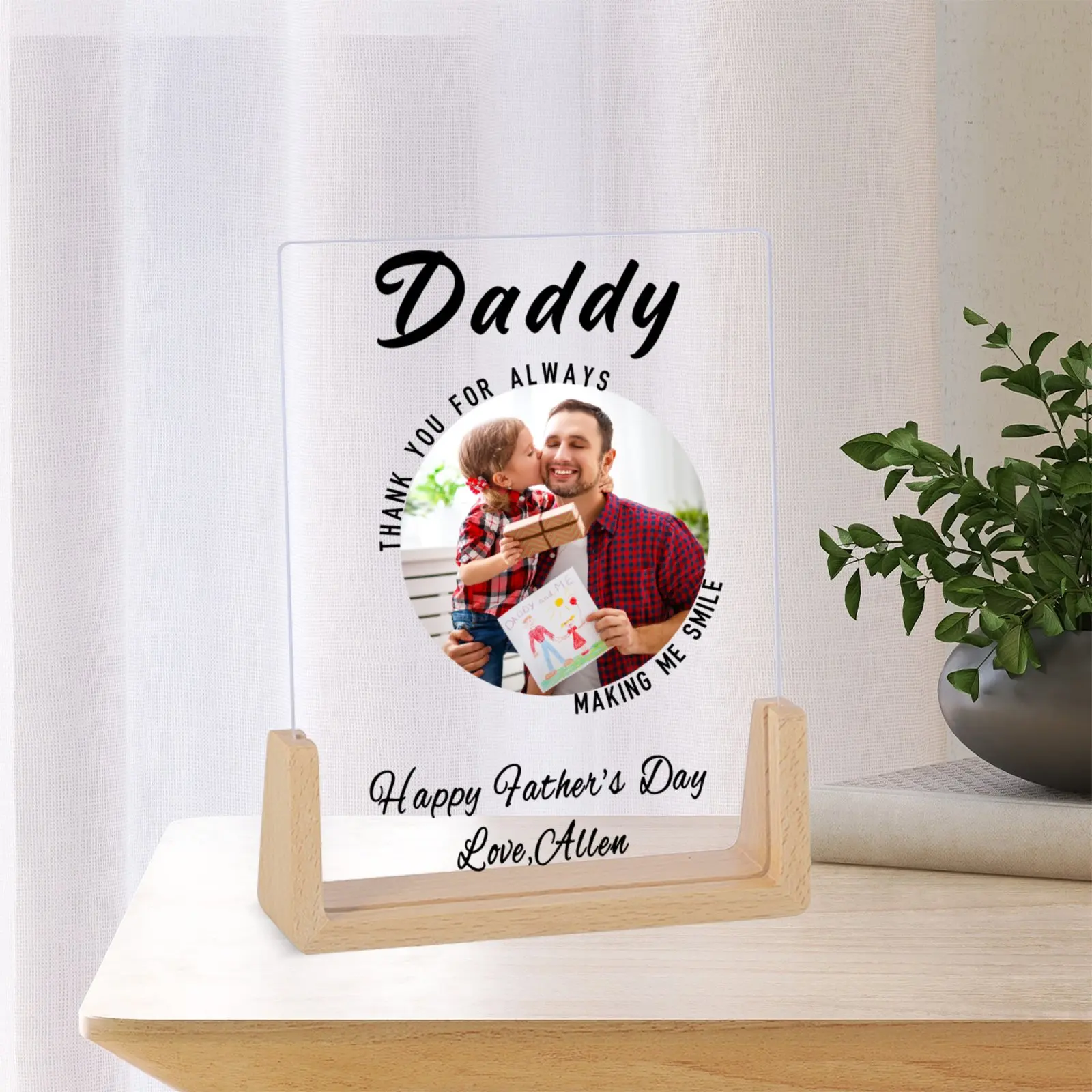 Personalized Picture Frame First Father’s Day Gift from Wife Kids Unique Photo Display Keepsake for Dad Papa Birthday Present