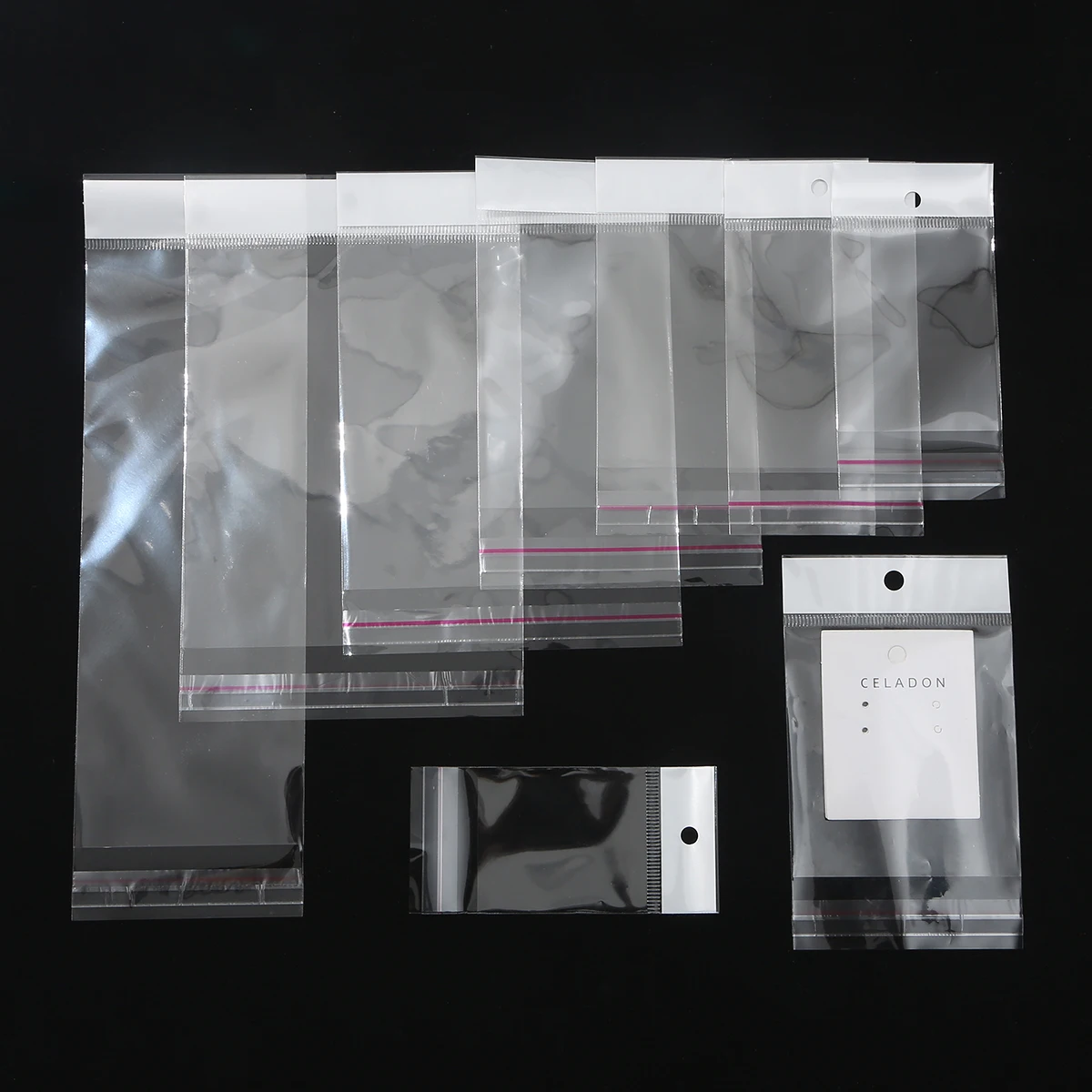 100 Stück transparente OPP-Beutel in verschiedenen Größen mit Loch, selbstklebend, durchsichtiger Kunststoff, selbstklebende Zellophanbeutel, Lebensmittelaufbewahrung, Geschenkpaket – Detail 12