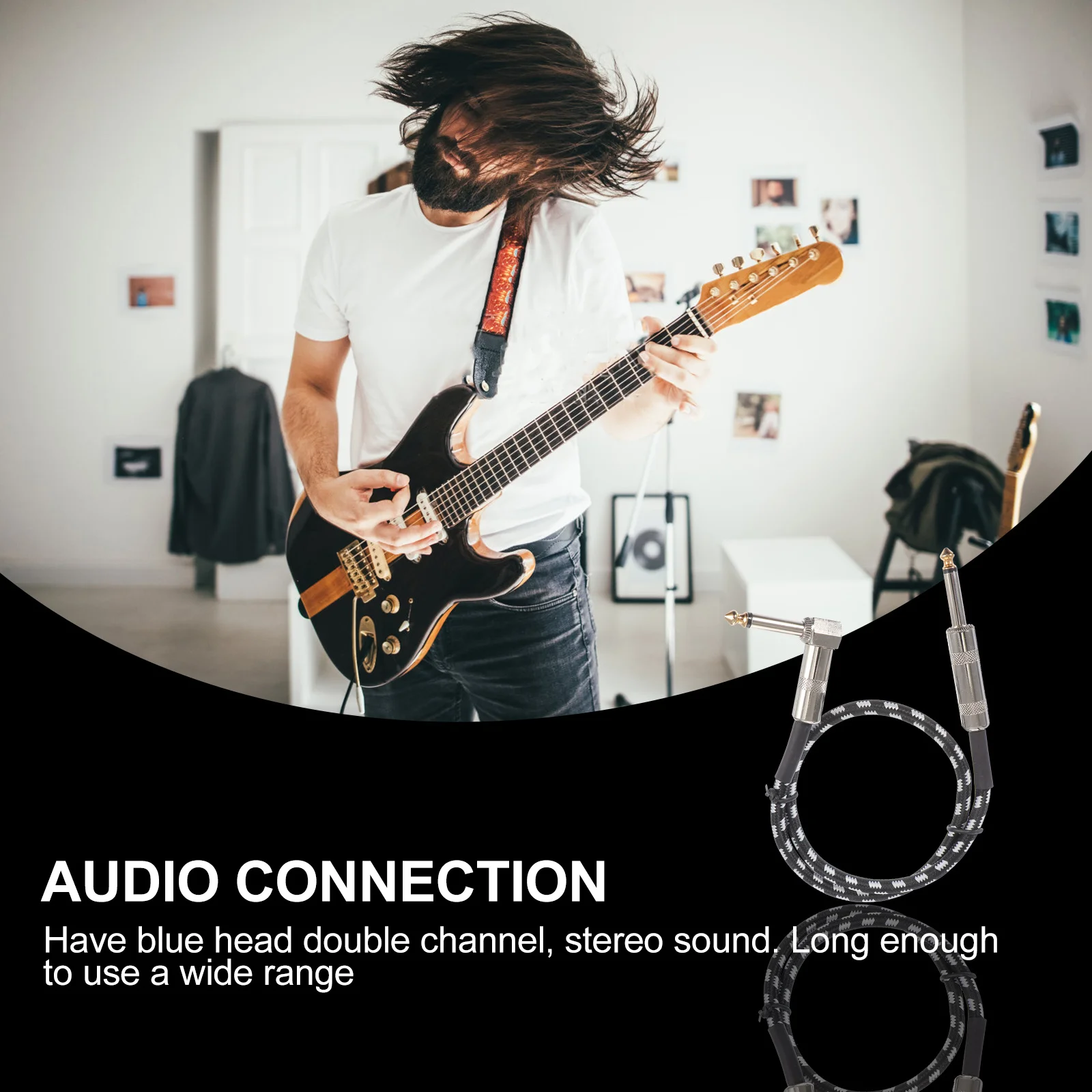 

1 pc Audio Cable For Electric Guitar Bass Instrument Stereo Sound Durable Guitar Connecting Cord Professional Audio Adapter