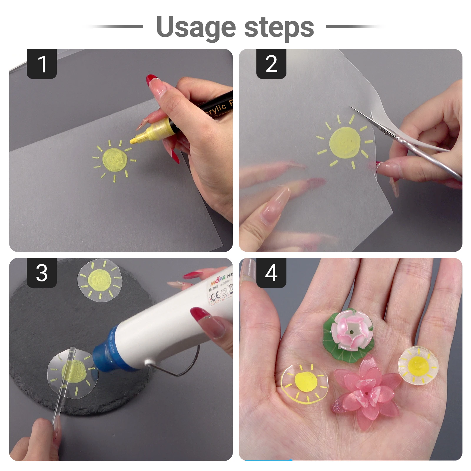 10 قطعة يتقلص الصفائح البلاستيكية DIY بها بنفسك متعة الحرارية يتقلص الفيلم شفافة يتقلص الفن فيلم أوراق اللوازم اليدوية صنع ديكور الحفلات