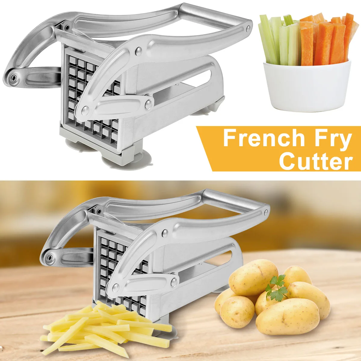 

Stainless steel manual potato slicer with stable suction cup French fry machine fast vegetable cutting machine