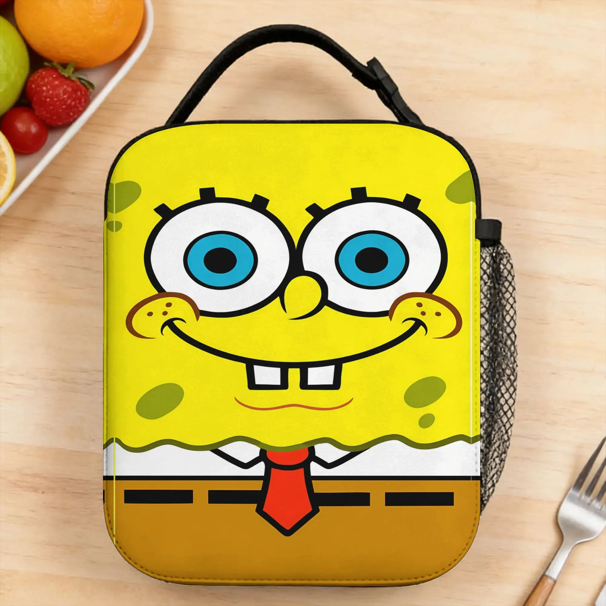 Lunch Bag S-SpongeBobed Solid Yellow SpongeBob Face Outdoor Picknick-Lunchbox für Frauen Vintage tragbare individuelle Kühltasche – Detail 1