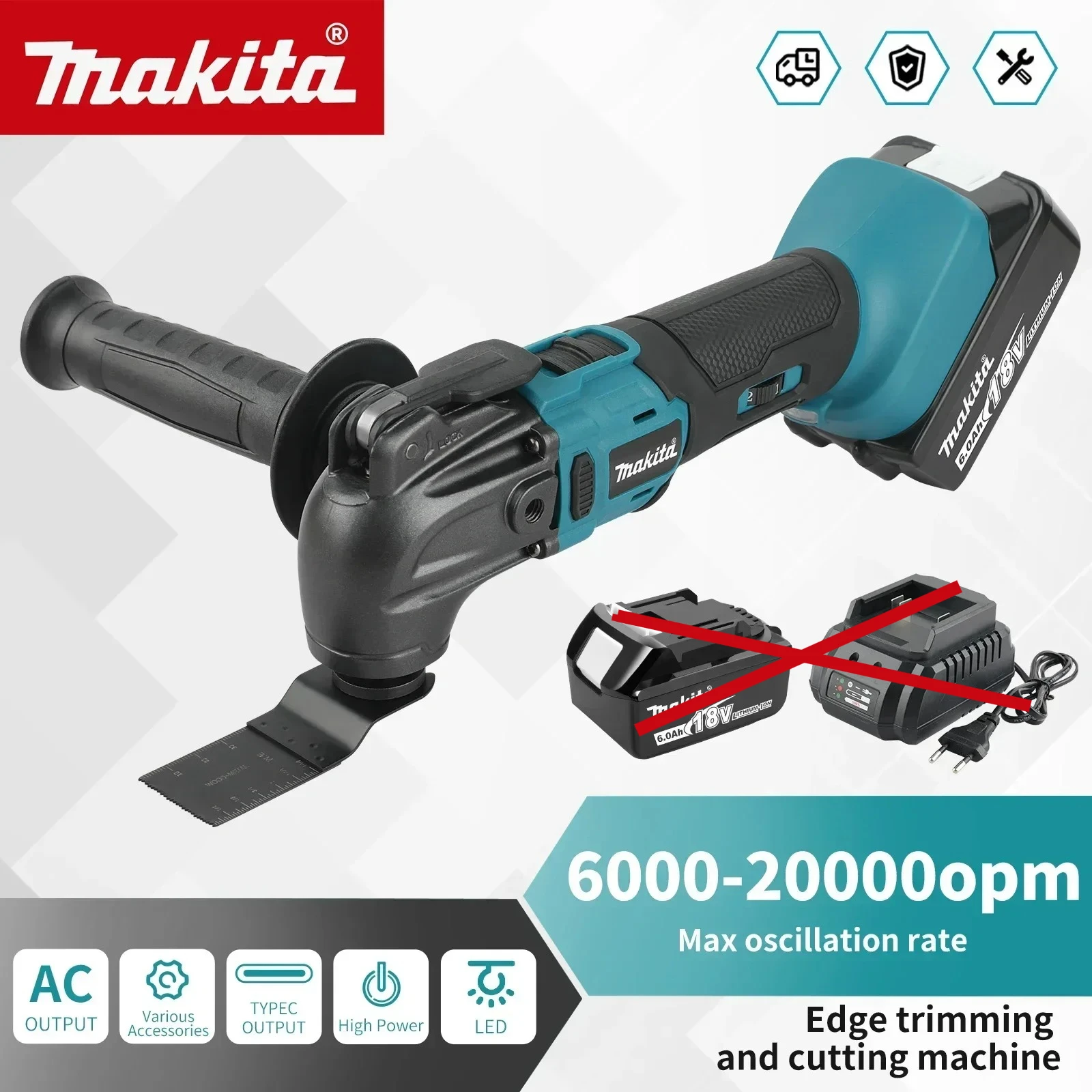 

Makita Brushless Electric Trimmer Quick Release Oscillating Tool Multi-FunctionalQuick-Change Compatible 18V Tool