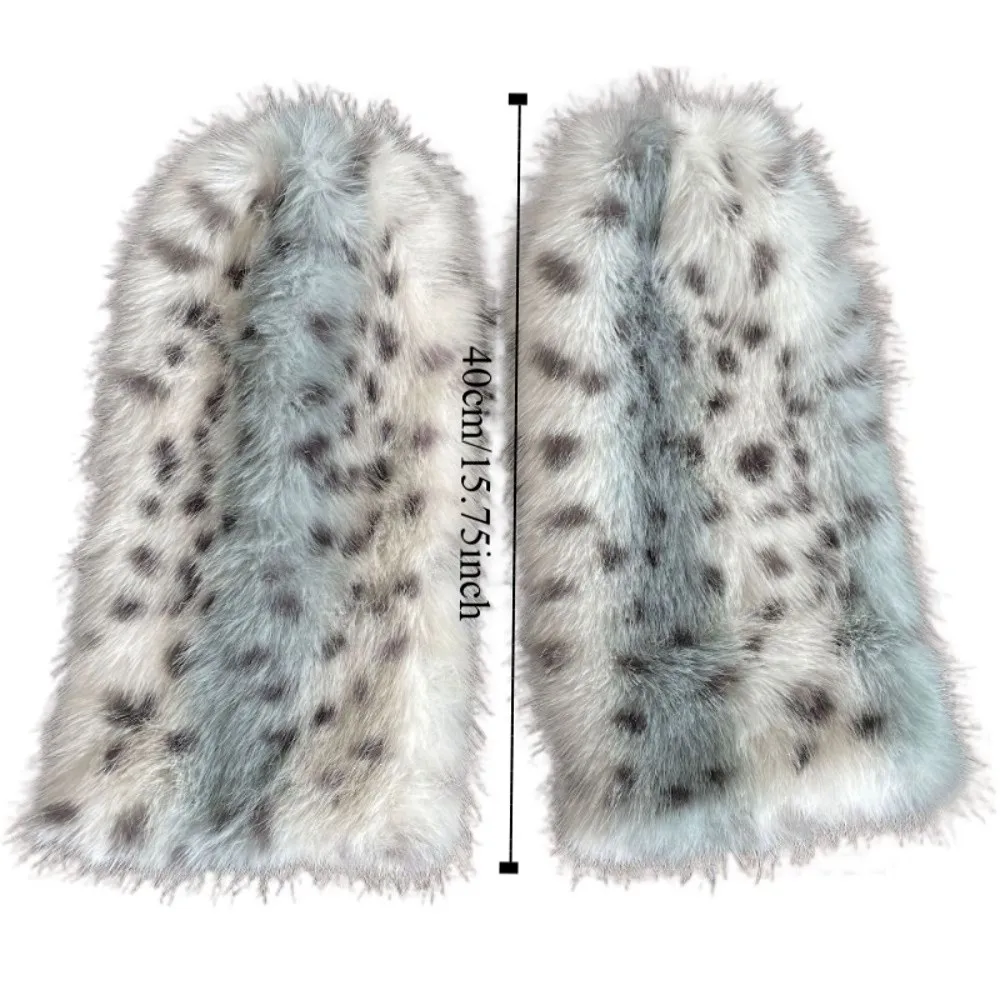 Fashion Leopard Winter Leg Warmers Y2k Kawaii Plush Leg Coverings Foot Cover Lolita JK Furry Leg Warmers Streetwear