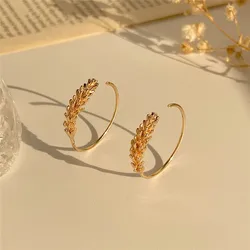 Trend Luxury Simple Wheat Ear Circle Earrings Exaggerated Fashion Earrings Creative Design Sense Earrings Wedding Jewelry Gift