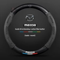 Protector de cuero de ante para volante de coche, accesorios para Mazda 2 3 5 6 Axela Atenza CX60 CX-60 CX-30 CX-5 CX-8 CX9 MX-5 BT50
