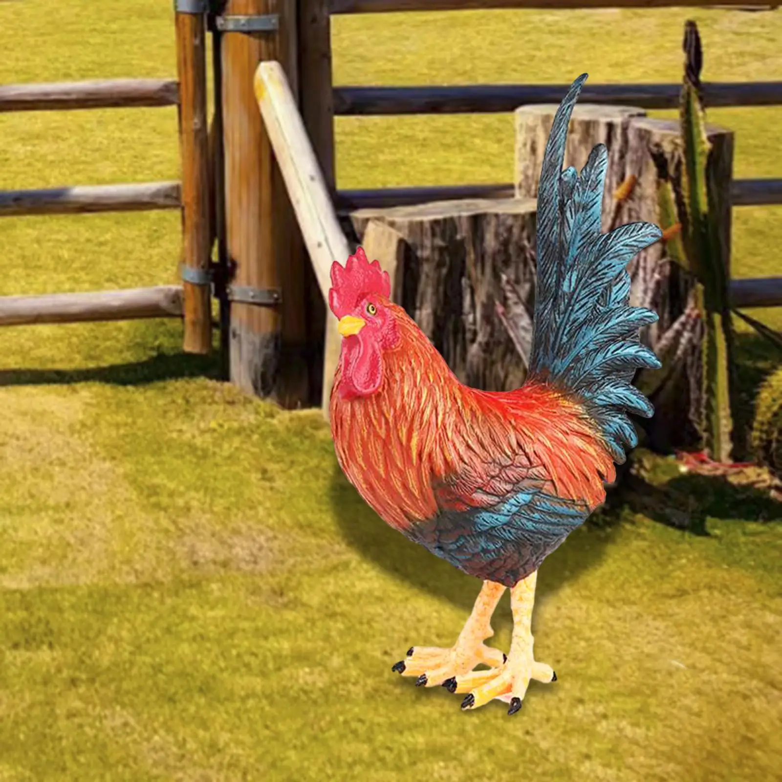 Rooster Statue Miniature Animal Figurine Toy Hand Painted Resin Chicken Ornament Educational Toddler Toy for Home Decor