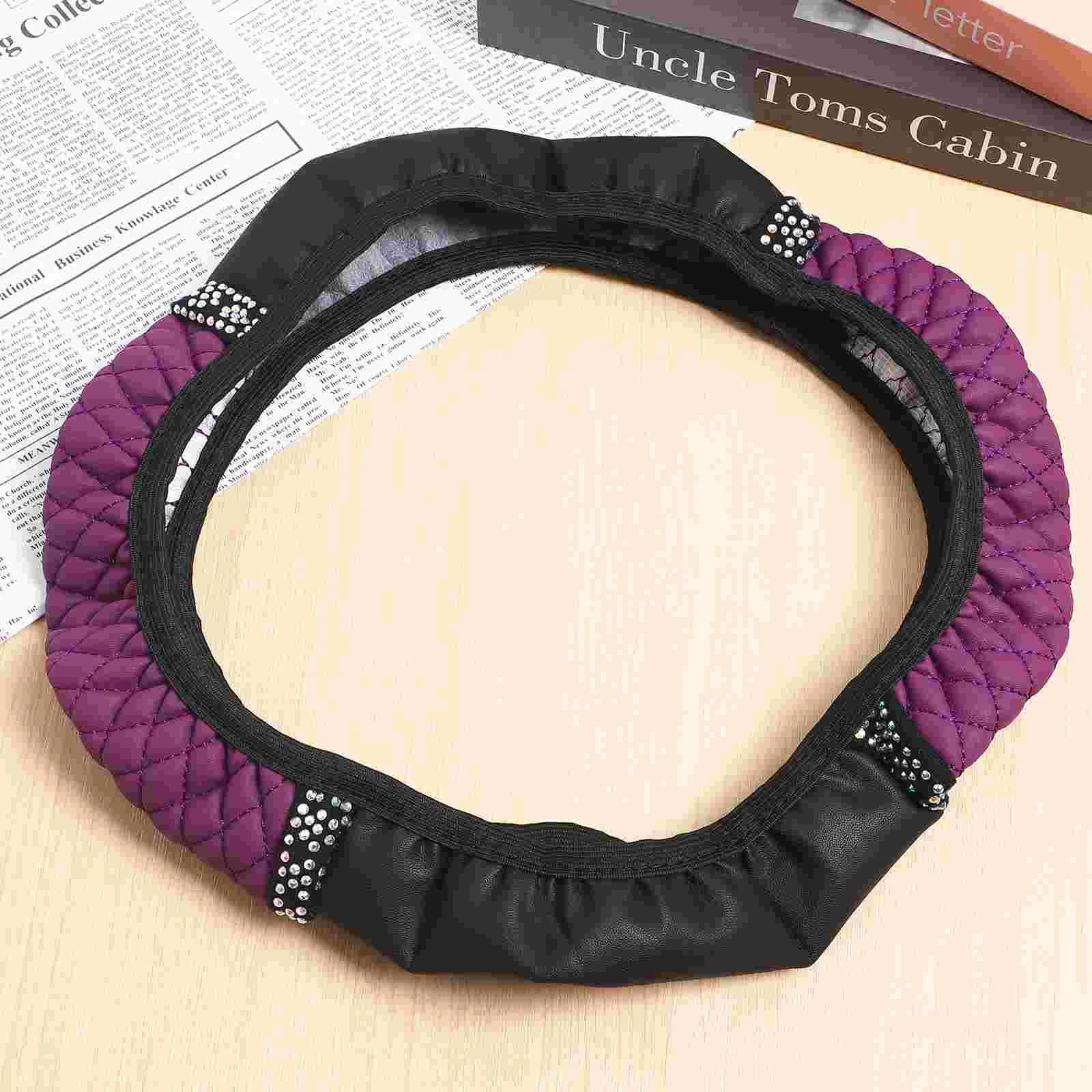 Steering Wheel Cover Covers Female For Car Embroidered Purple Cars Women\'s