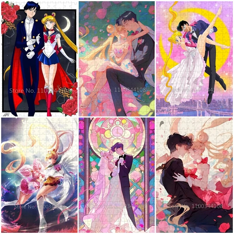 300/500/1000 Pieces Puzzles Sailor Moon Jigsaw Puzzle Cartoon Anime Wooden Picture Children's Educational Intellectual Toys