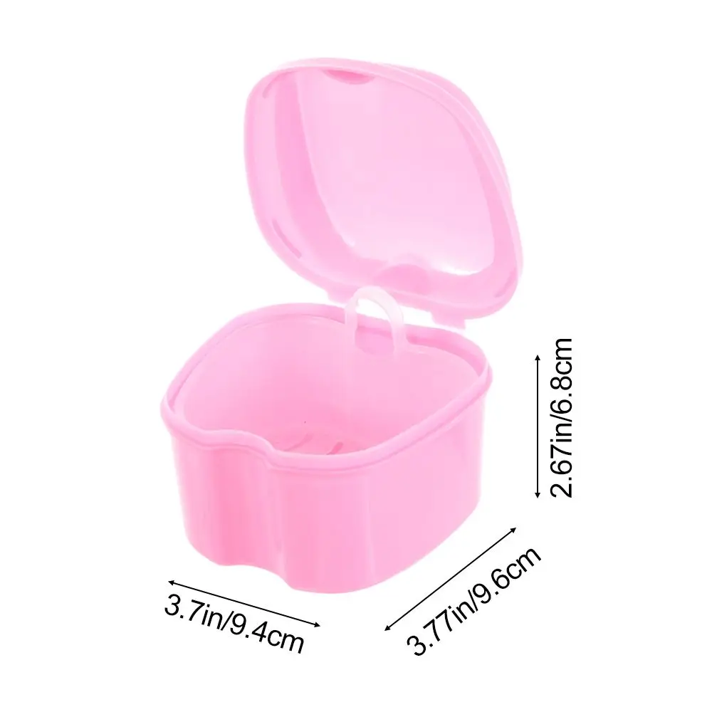 1pc Denture Bath Box Case Dental False Teeth Storage Box with Hanging Net Container Plastic Artificial Tooth Organizer TeethCare