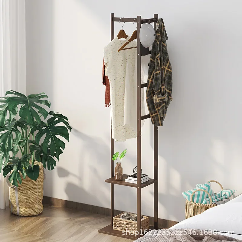 Bamboe Materiaal Jas Rack Floor Slaapkamer Kleerhanger Kamer Kledingrek Eenvoudige Moderne Multi-Functionele Massief Houten Hanger