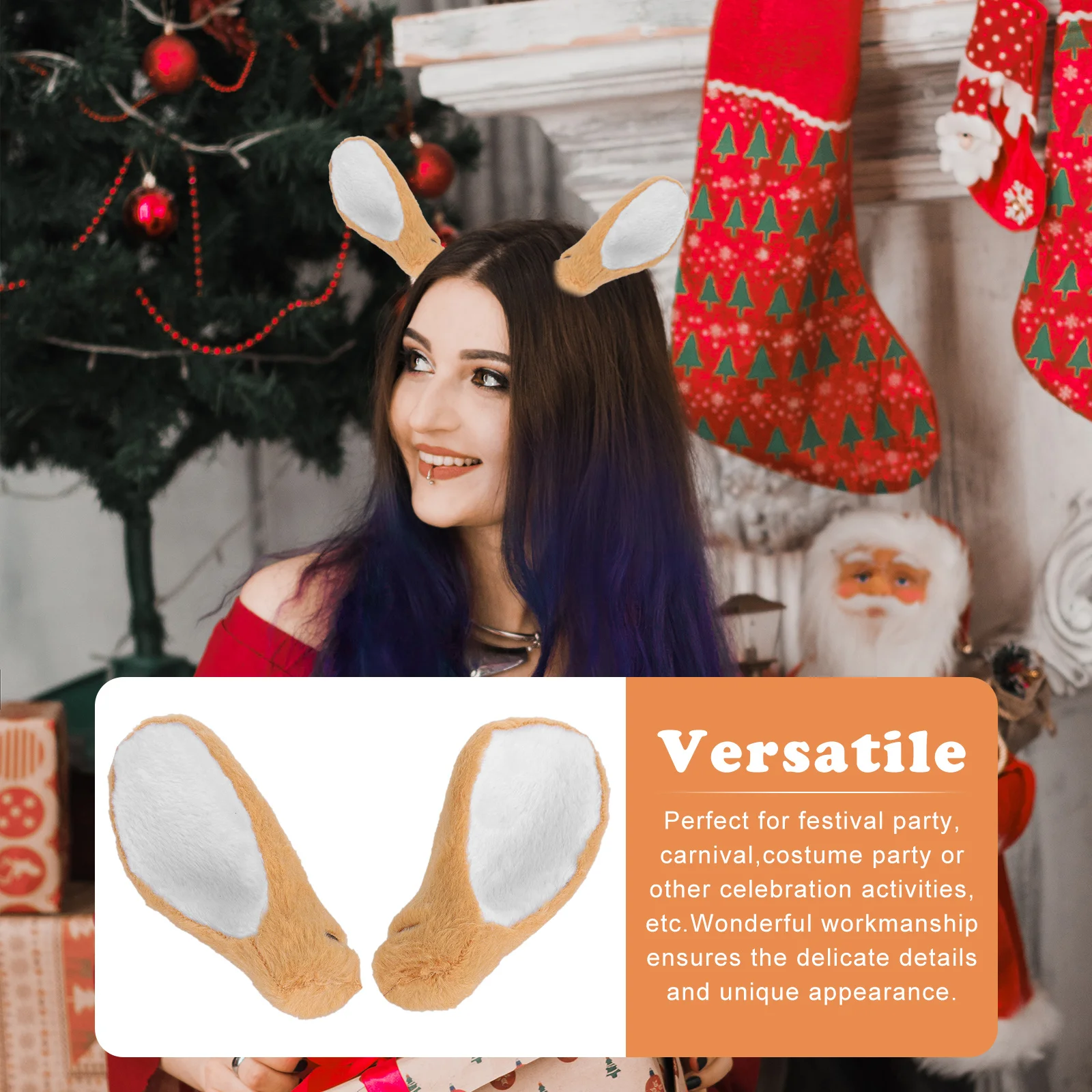

1Pair Party Deer Ear Headdress Delicate Details DIY Hair Ornament for Carnival Festival Celebration Activity Use