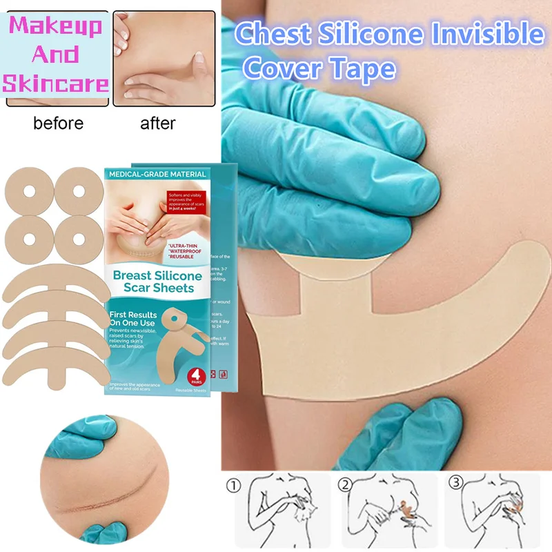 「Reusable Silicon Gel Invisible Stickers Circular Arc Chest Invisible Concealer Scar Repair Patch Tattoo Flaw Conceal Tape」