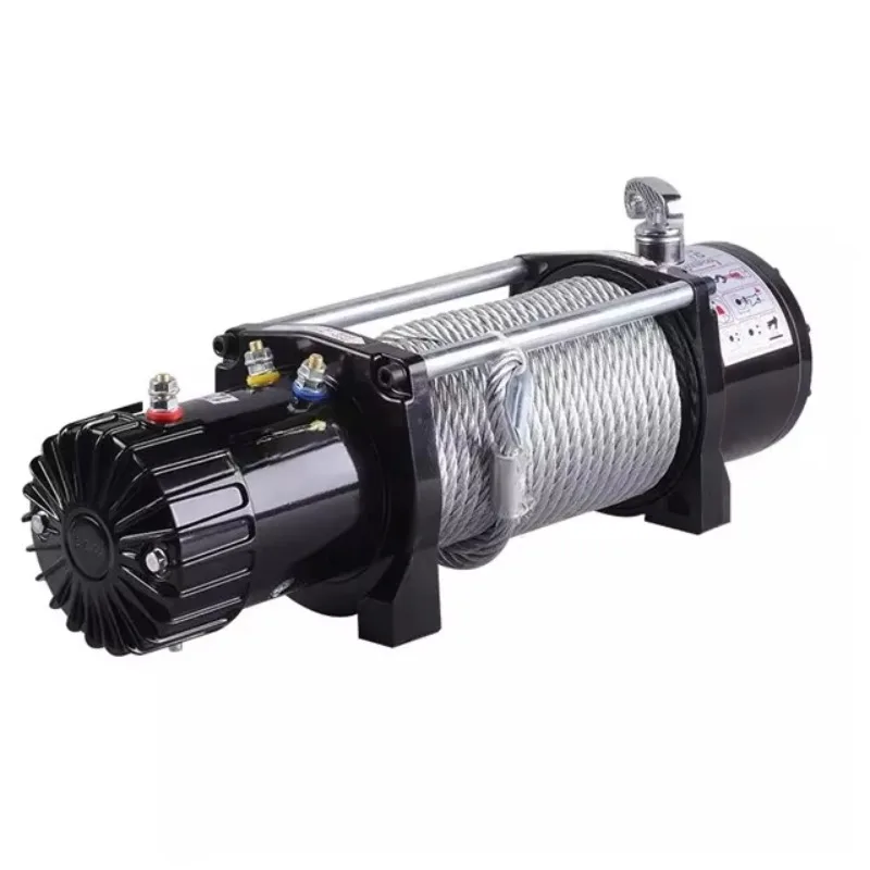 12V 24V 20000LBS IP67 Automobile 4WD SUV Wired Wireless Control Pure Copper Motor Synthetic Rope Electric Winch