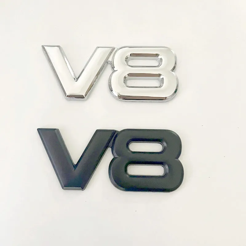 3D Metal V8 Logo Auto Engine Displacement Rear Trunk Emblem Side Fender Wing Car Sticker Badge Decal For Toyota Volkswagen