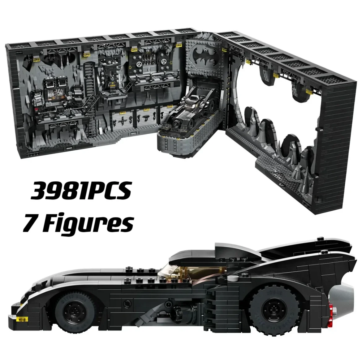 Batcave Building Blocks and Bricks Toys for Kids, Classic 1989 Model, Shadow Box, Meninos e Adultos, Presentes de Natal e Aniversário, 3981PCs, 76252 PCs