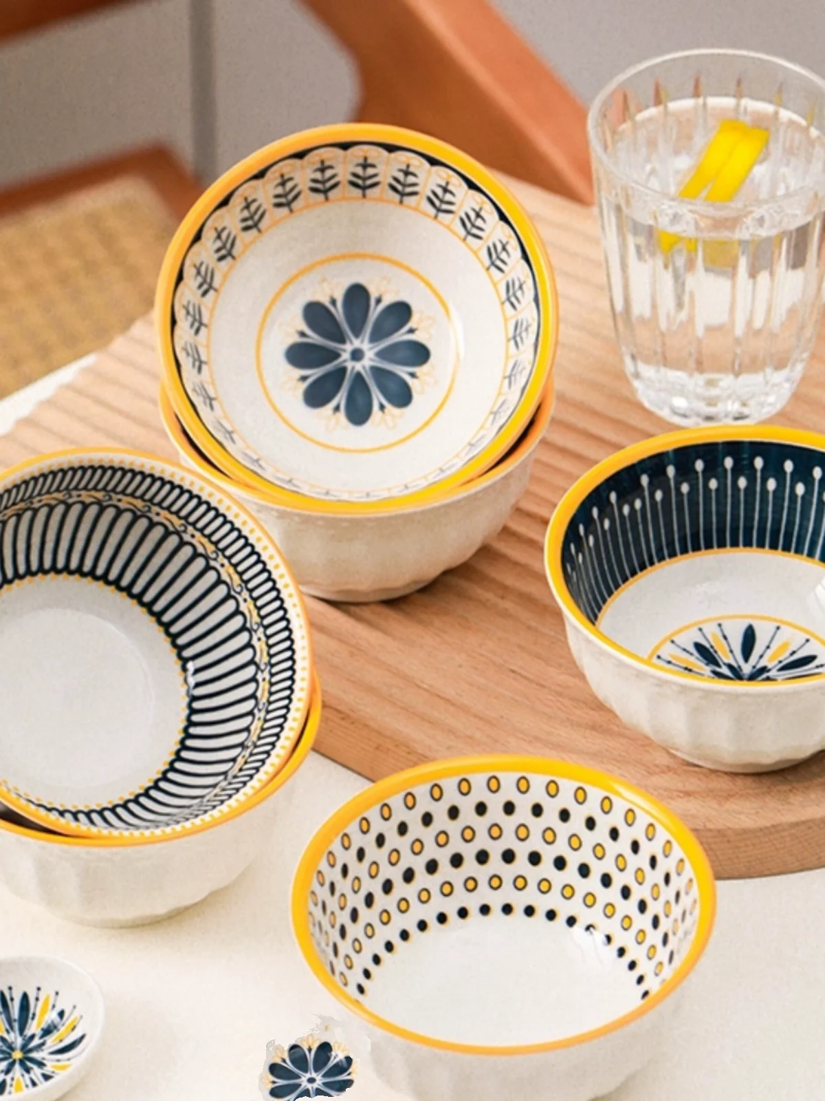 Nordic Rice Bowl Household Ceramic Underglaze Particularly Beautiful Rice Bowl New Japanese Breakfast Bowl Good-looking