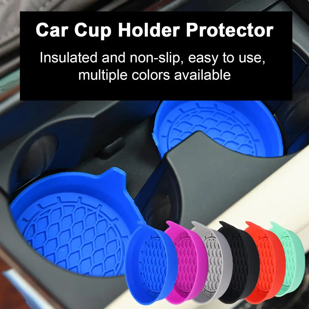 Car Cup Car Silicone Cup Holder Coasters Anti-slip Heat-resistant Mats for Water Bottles Set of 2 Round Solid Color Accessories