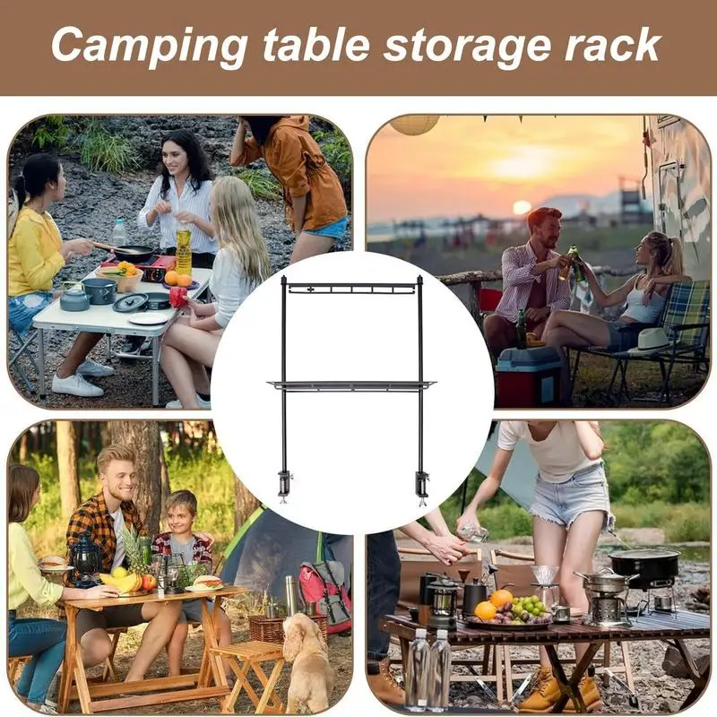 Camping Table Hanging Rack Shelf Desktop Lantern Pole Stand Detachable Hanger With Lantern Hook For Hiking Fishing Picnic BBQ