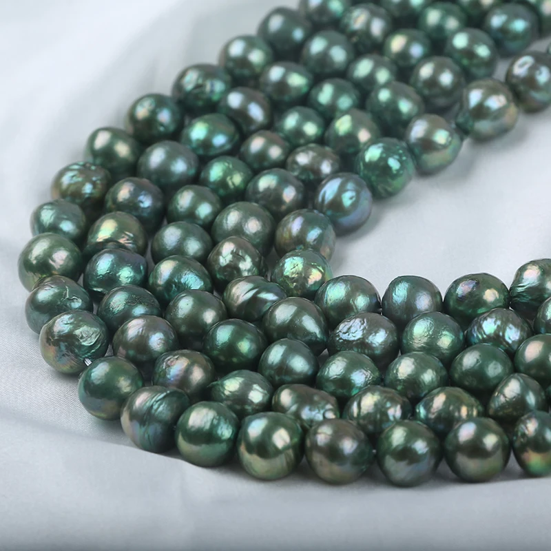 

10-13mm Edison Baroque pearls Pistachio Green color high quality pearls for jewelry loose natural freshwater pearls