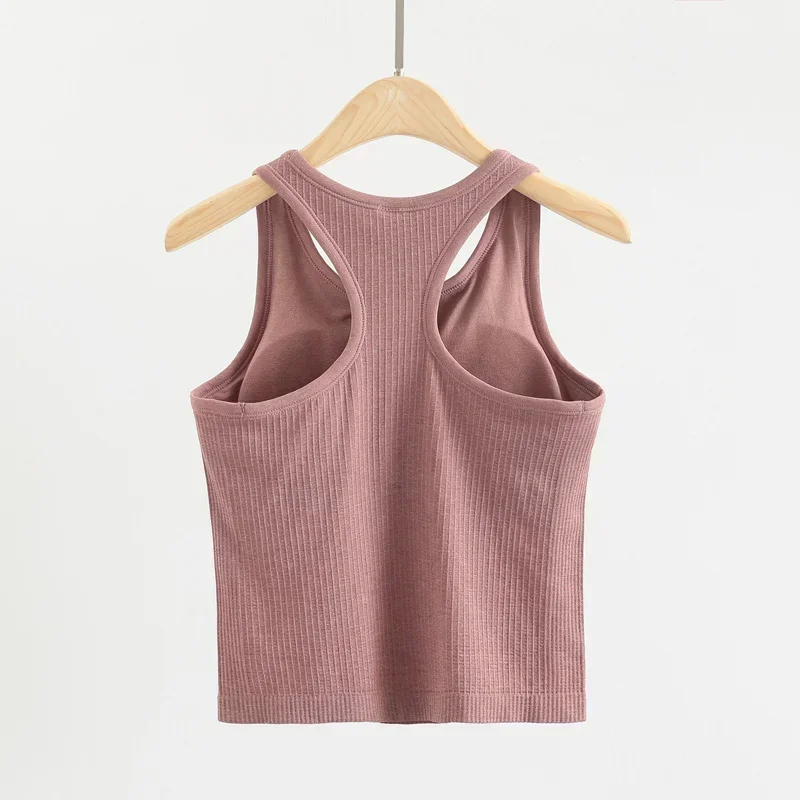 Lemon Racerback-camisetas sin mangas de Yoga para mujer, Camiseta deportiva sin mangas para Fitness, Chaleco Corto acanalado delgado para correr y gimnasio, Top con sujetador incorporado