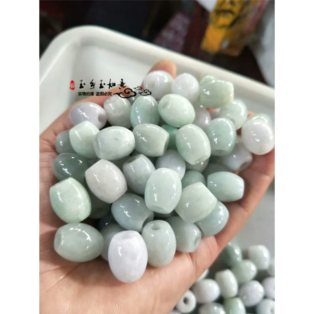 

5pcs Jade Loose Beads Jadeite A Goods Floating Flower Loose Beads Bracelet Necklace DIY Beads