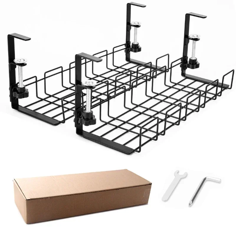 1 Piece of Desk Storage Rack with Non Perforated Wire Insertion, Computer Desk Wire Management Basket, Home and Office Supplies