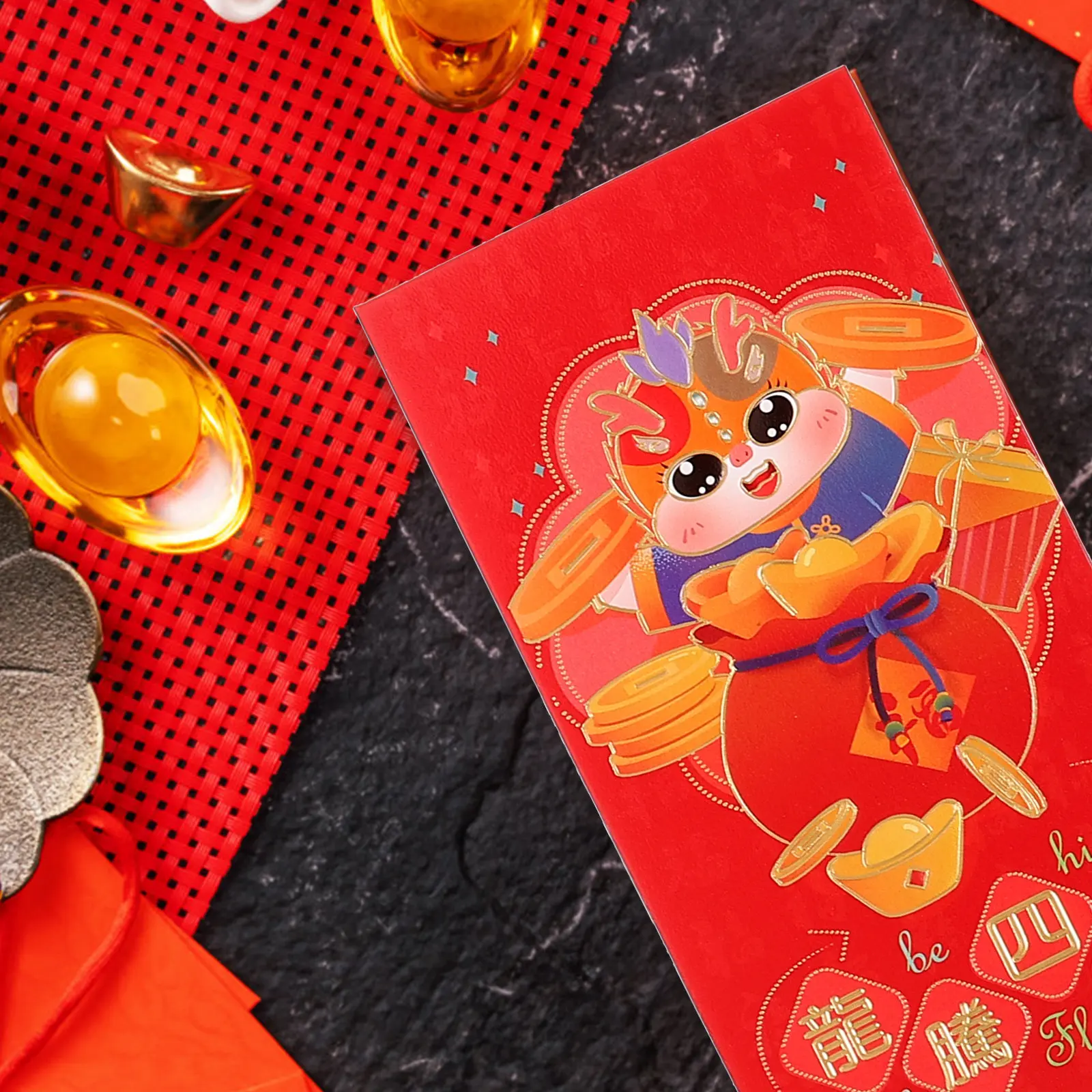 

6Pcs Year of The Dragon Red Envelope 2024 Festival Money Packet Creative Cartoon Design Chinese Traditional Red Pocket for New