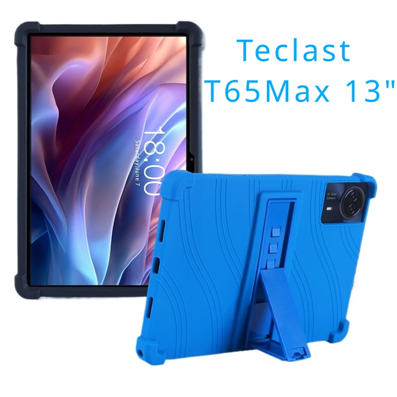 For Teclast T65Max 13 Inch 2024 Tablet Case Shockproof Airbags Soft SiliconeAndroid 14 Ajustable Stand  Precise Cutouts Cover