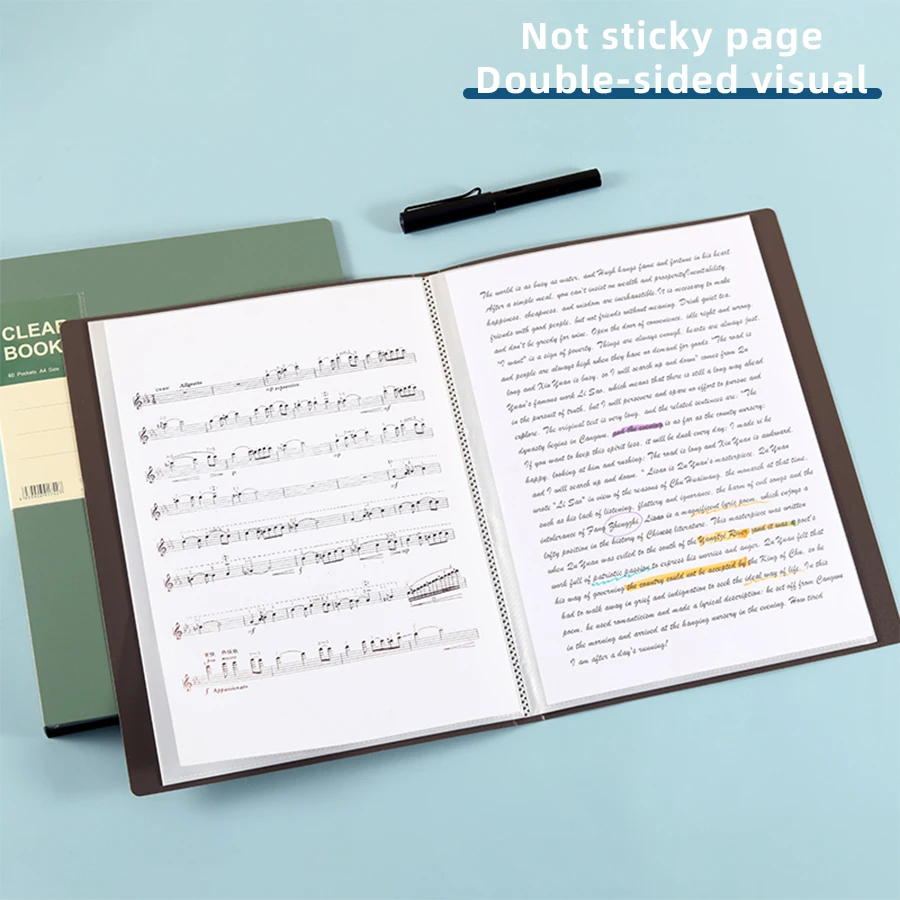 Hot Classic Style 20/30/40/60 Pages Thick Side-in Type Display Book Waterproof Large Specifications Test Paper Storage Folder