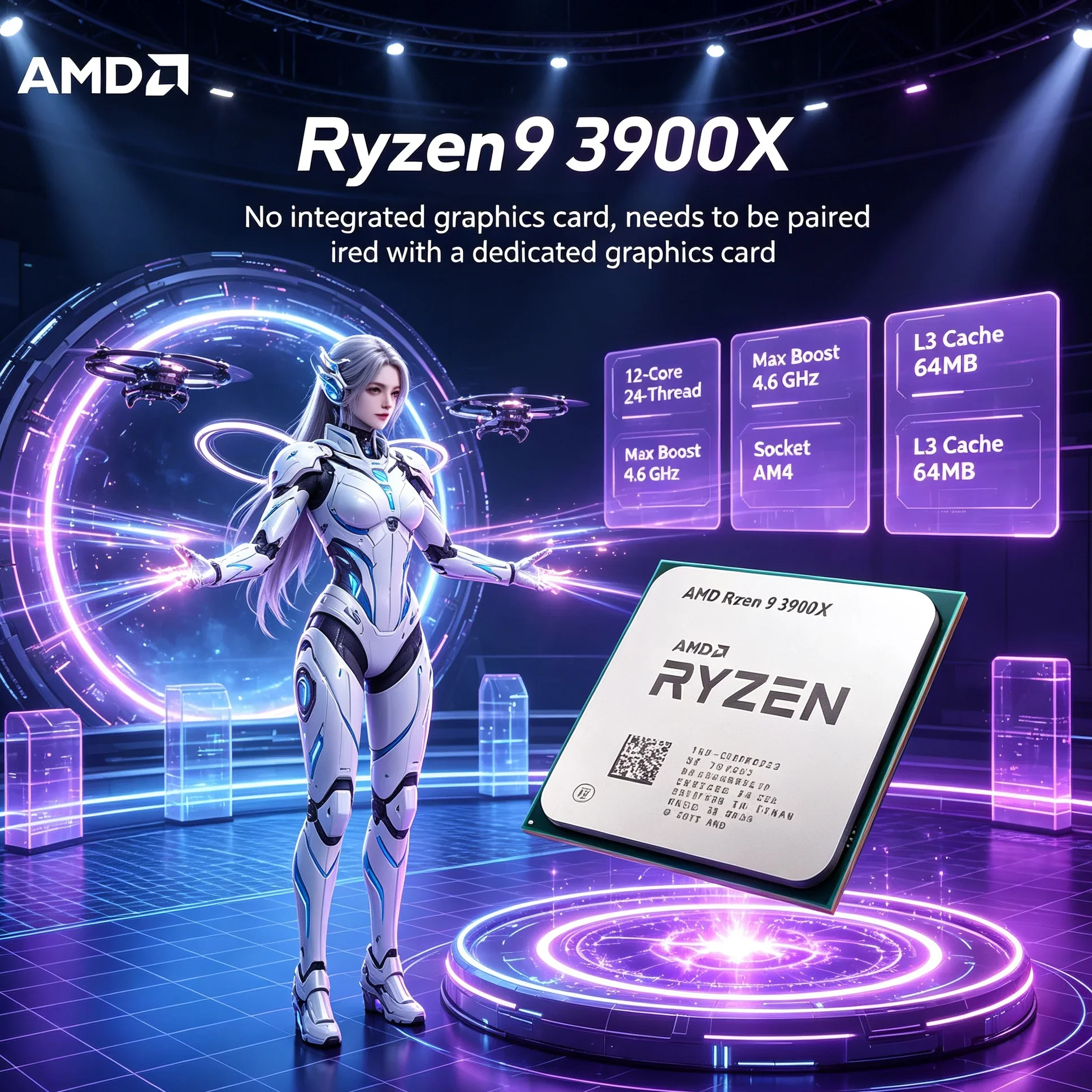 AMD CPU Ryzen 9 3900X 3.8GHz 12-Core 24-Thread CPU for Home Lab Server 64MB Cache AM4 DDR4 Desktop Processor Virtualization