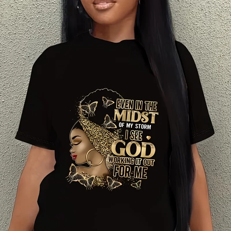 Even in the Midst of My Storm Women's Plus Size T-Shirt 100% Cotton 220g