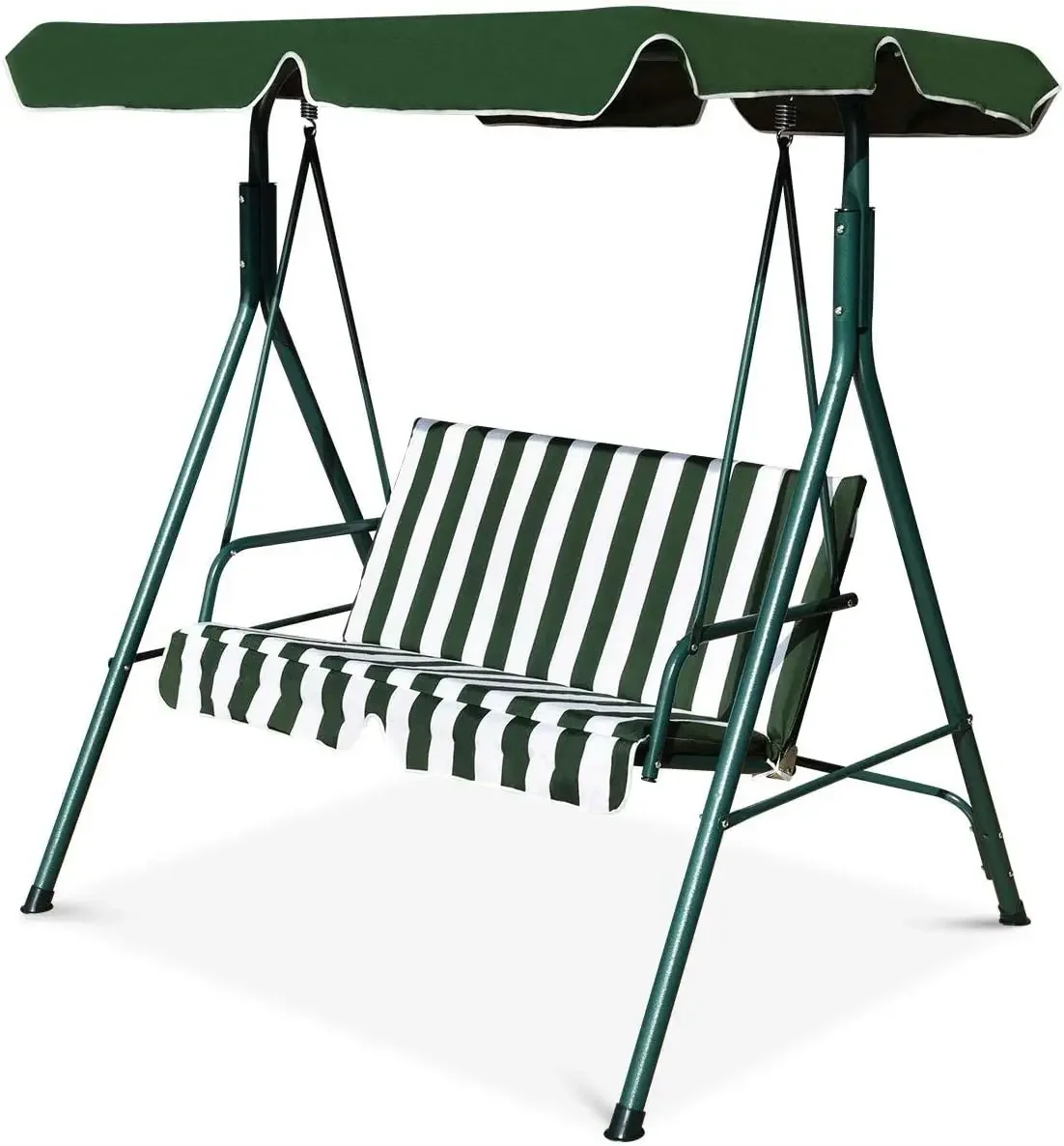 

2-Person Convertible Canopy Swing Chair, Hammock Swing with Comfortable Cushion Seats, Weather Resistant Power Coated Steel