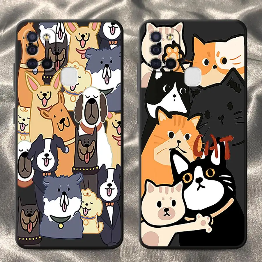 Phone Cover Case for Samsung Galaxy A05 A04 A03 A71 A73 A50 A56 A02s A06 A53 A20s A30s Cartoon Cats And Dogs
